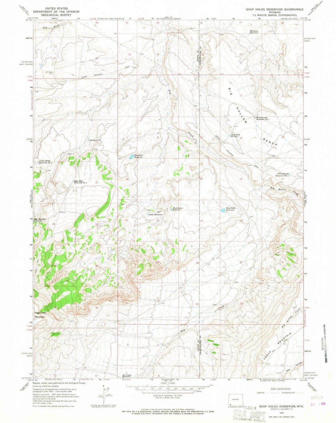 1964 Soap Holes Reservoir, WY - Wyoming - USGS Topographic Map