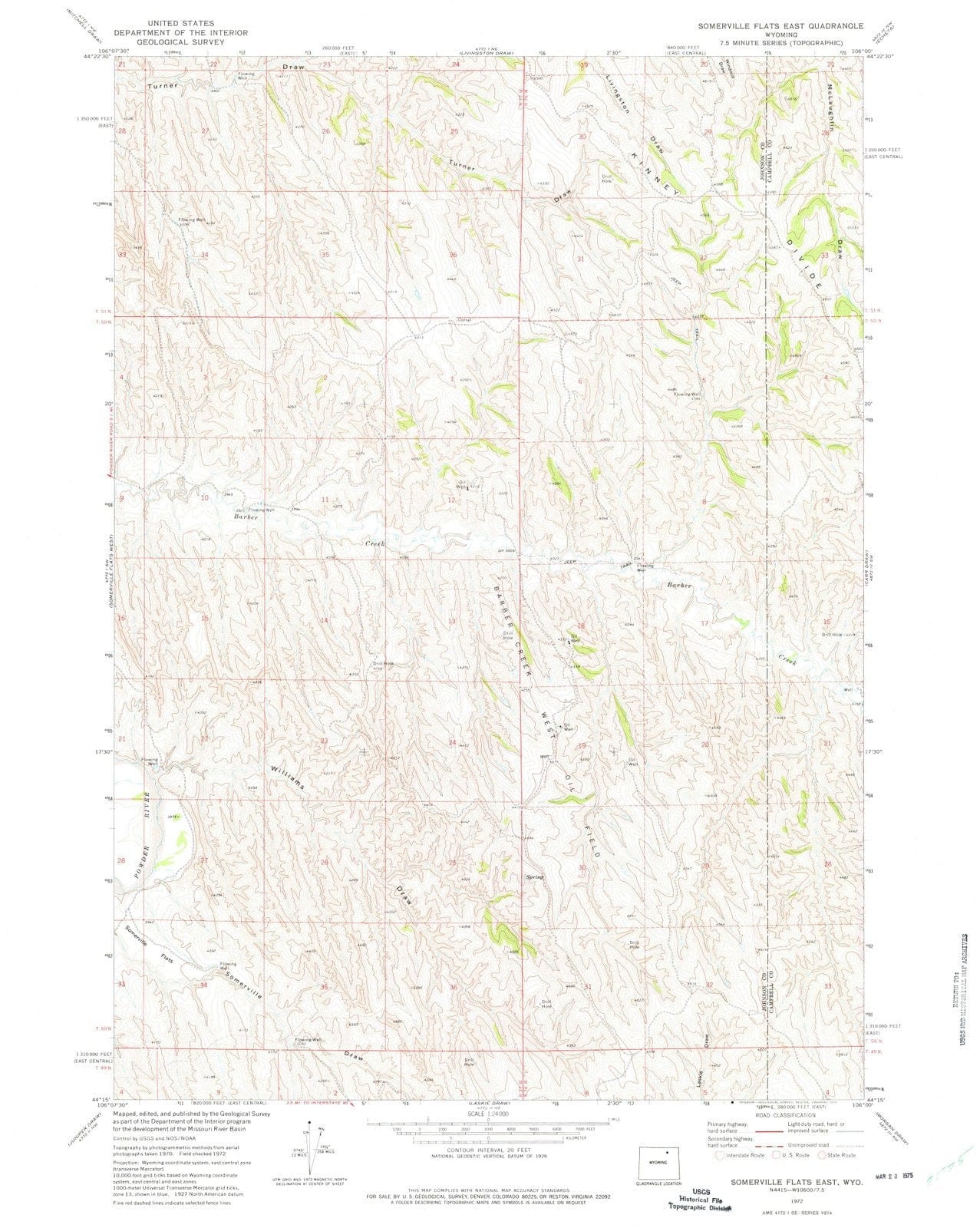 1972 Somerville Flats East, WY - Wyoming - USGS Topographic Map