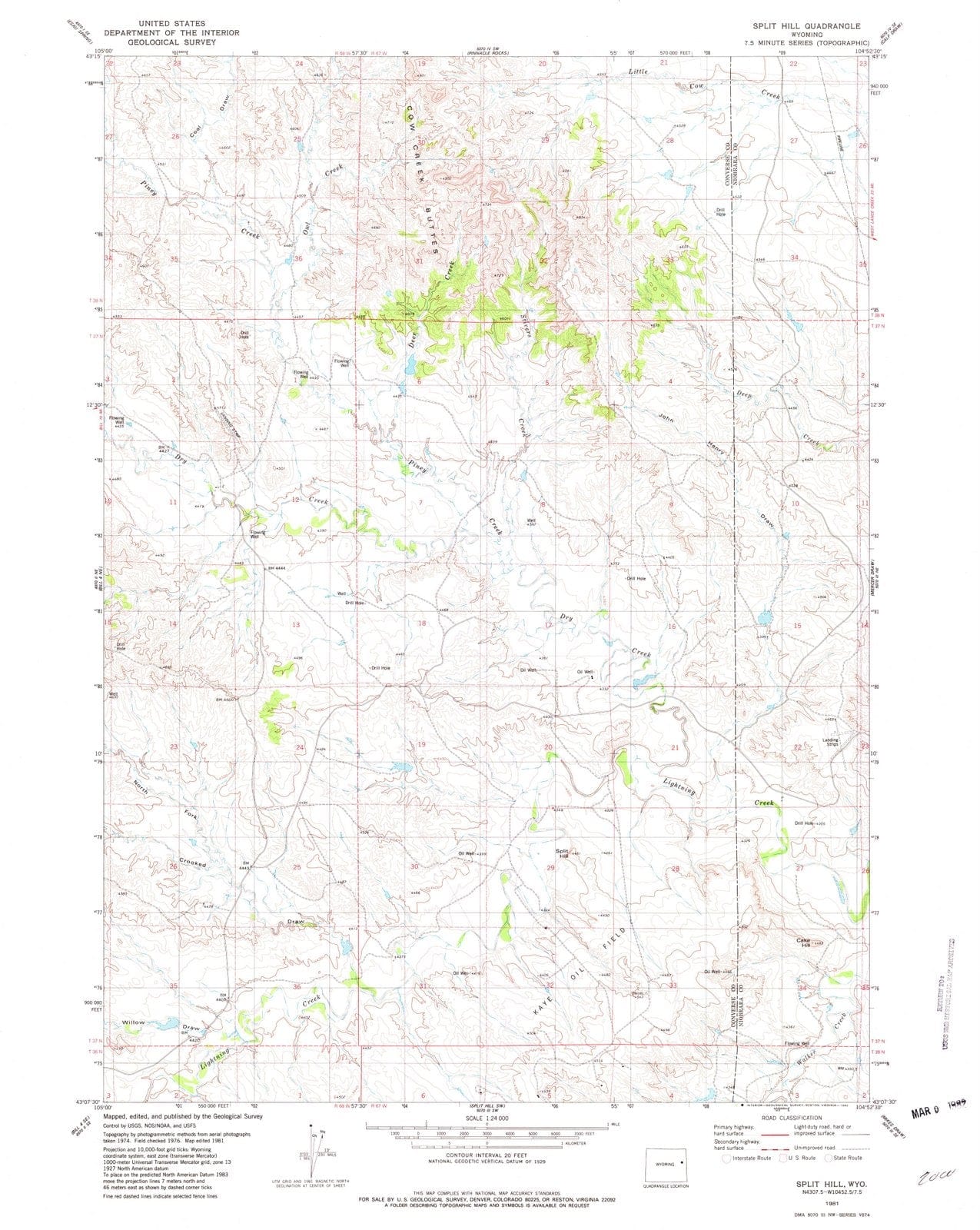 1981 Split Hill, WY - Wyoming - USGS Topographic Map v2