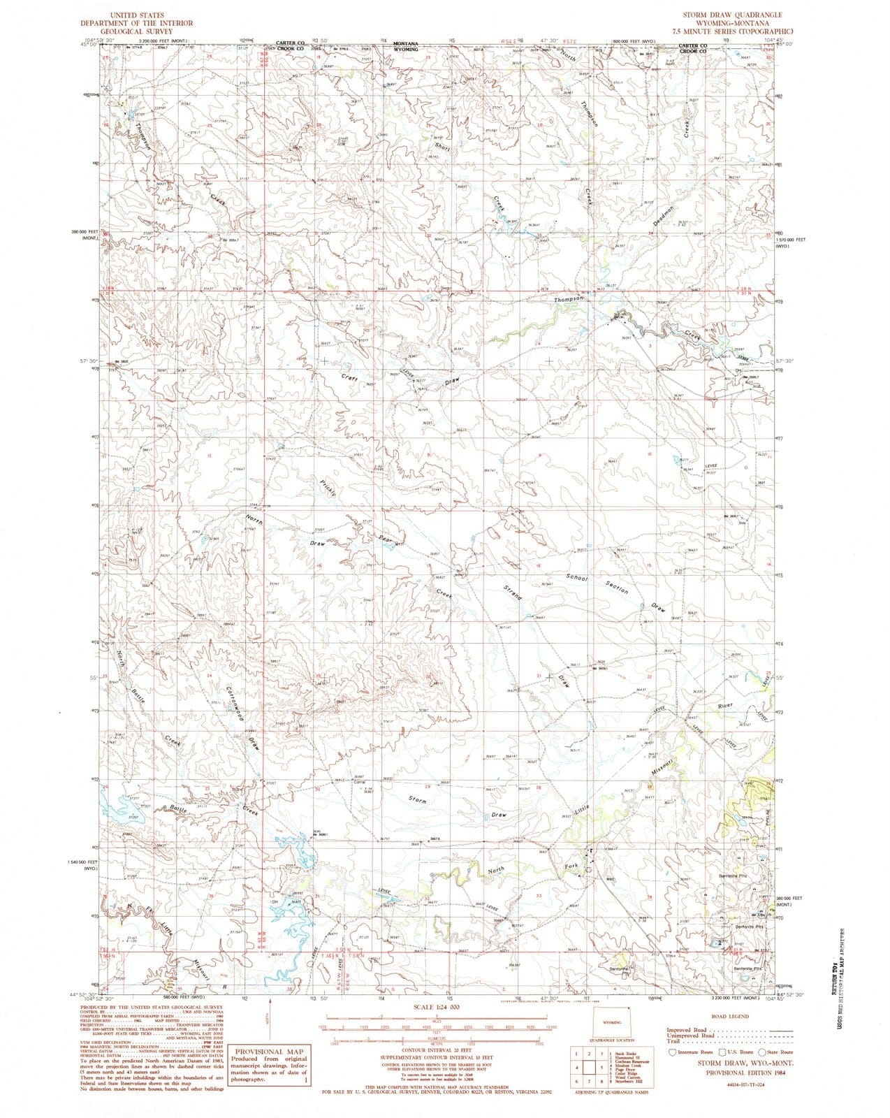 1984 Stormraw, WY - Wyoming - USGS Topographic Map
