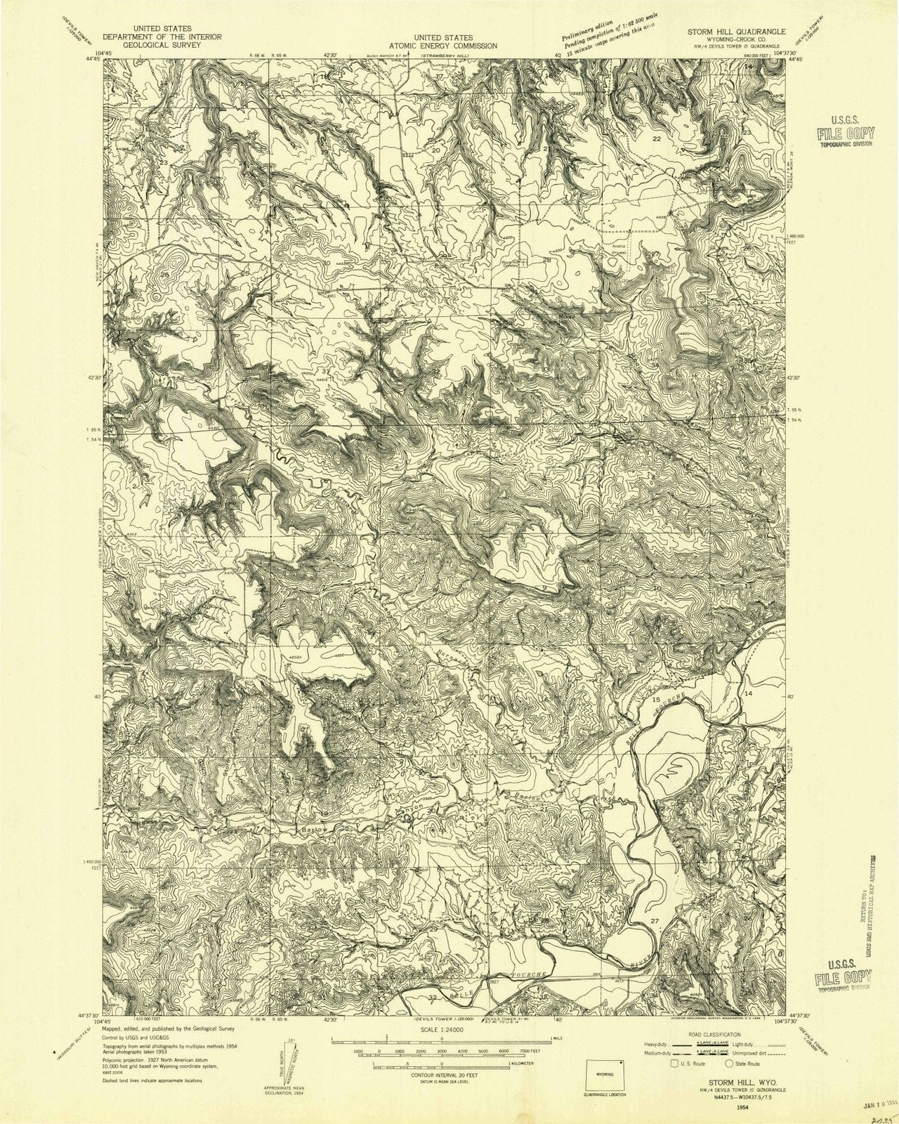 1954 Storm Hill, WY - Wyoming - USGS Topographic Map