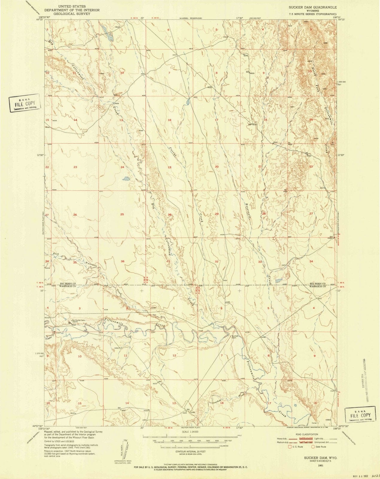 1951 Suckeram, WY - Wyoming - USGS Topographic Map