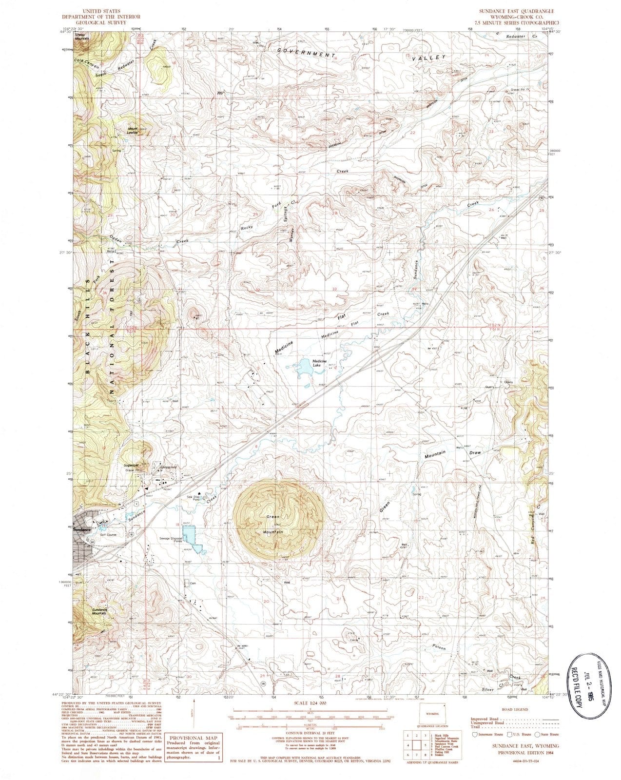 1984 Sundance East, WY - Wyoming - USGS Topographic Map