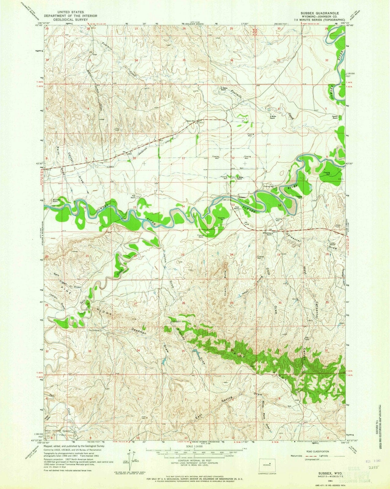 1961 Sussex, WY - Wyoming - USGS Topographic Map