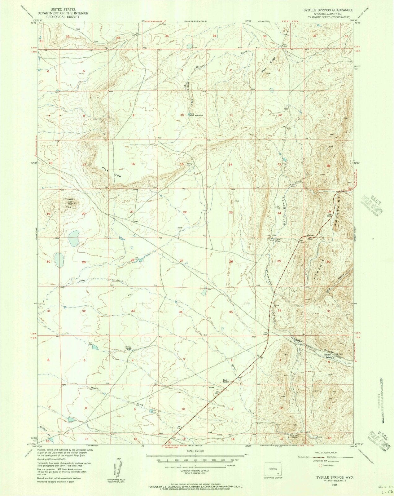1955 Sybille Springs, WY - Wyoming - USGS Topographic Map