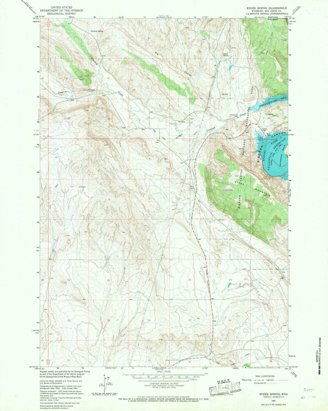 1964 Sykes Spring, WY - Wyoming - USGS Topographic Map