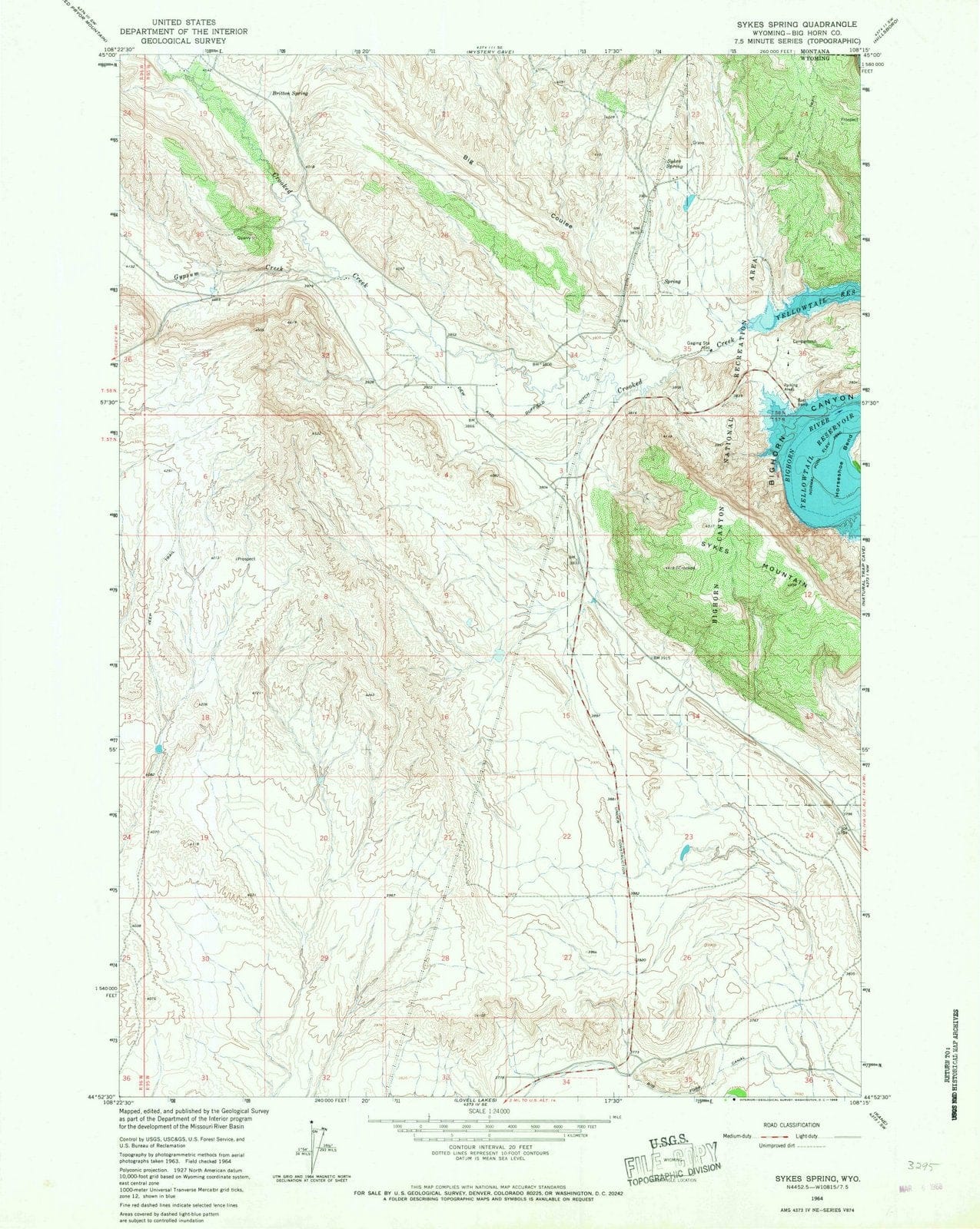 1964 Sykes Spring, WY - Wyoming - USGS Topographic Map