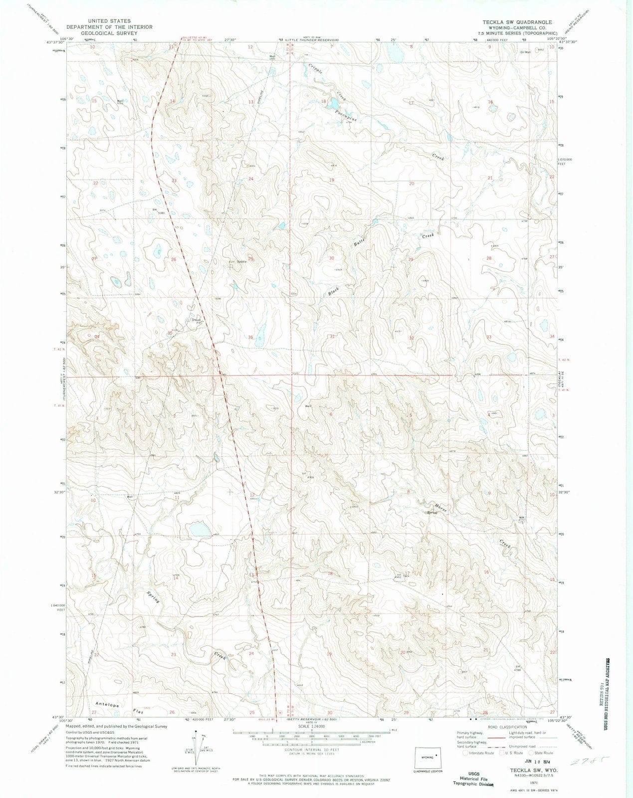 1971 Teckla, WY - Wyoming - USGS Topographic Map