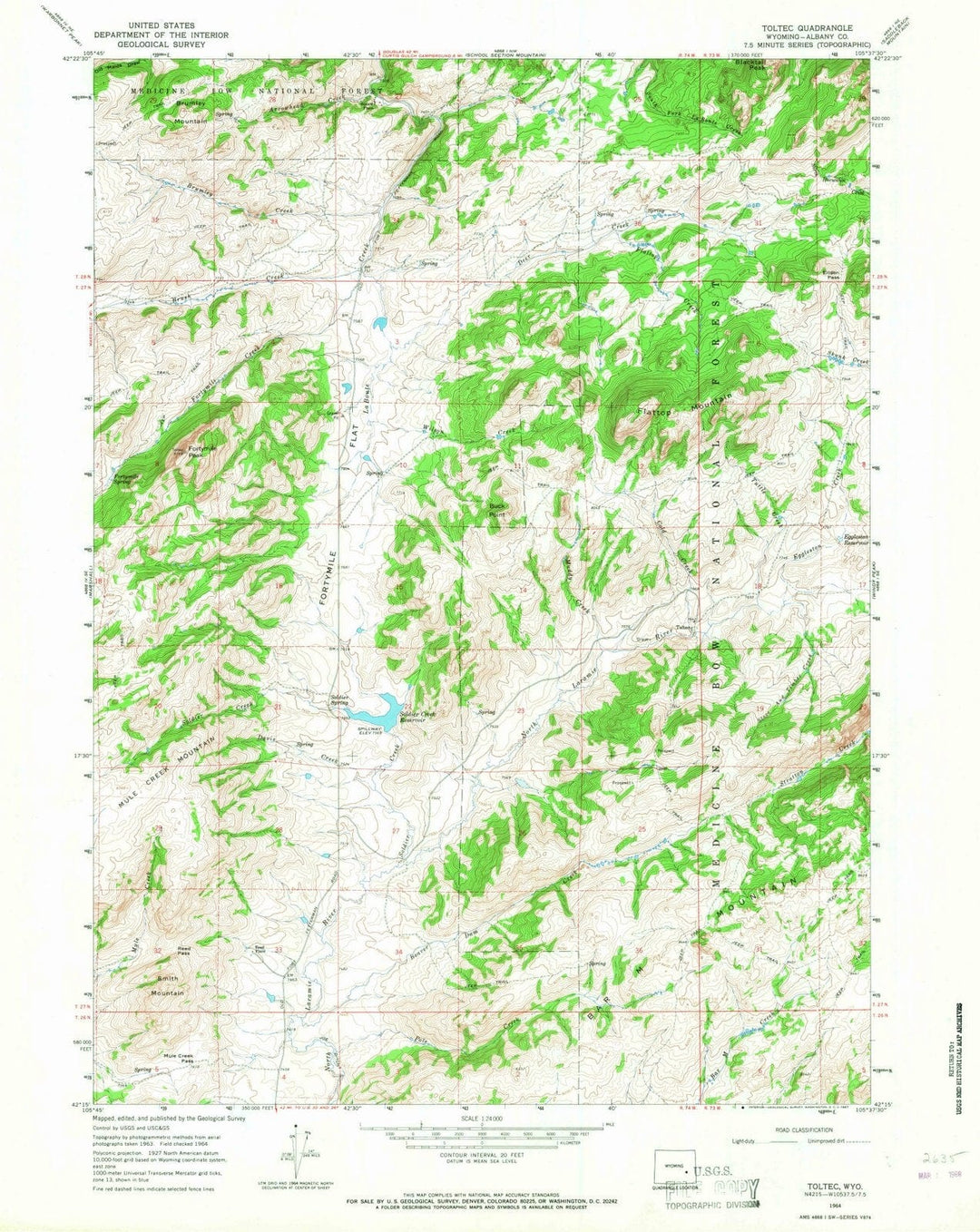 1964 Toltec, WY - Wyoming - USGS Topographic Map