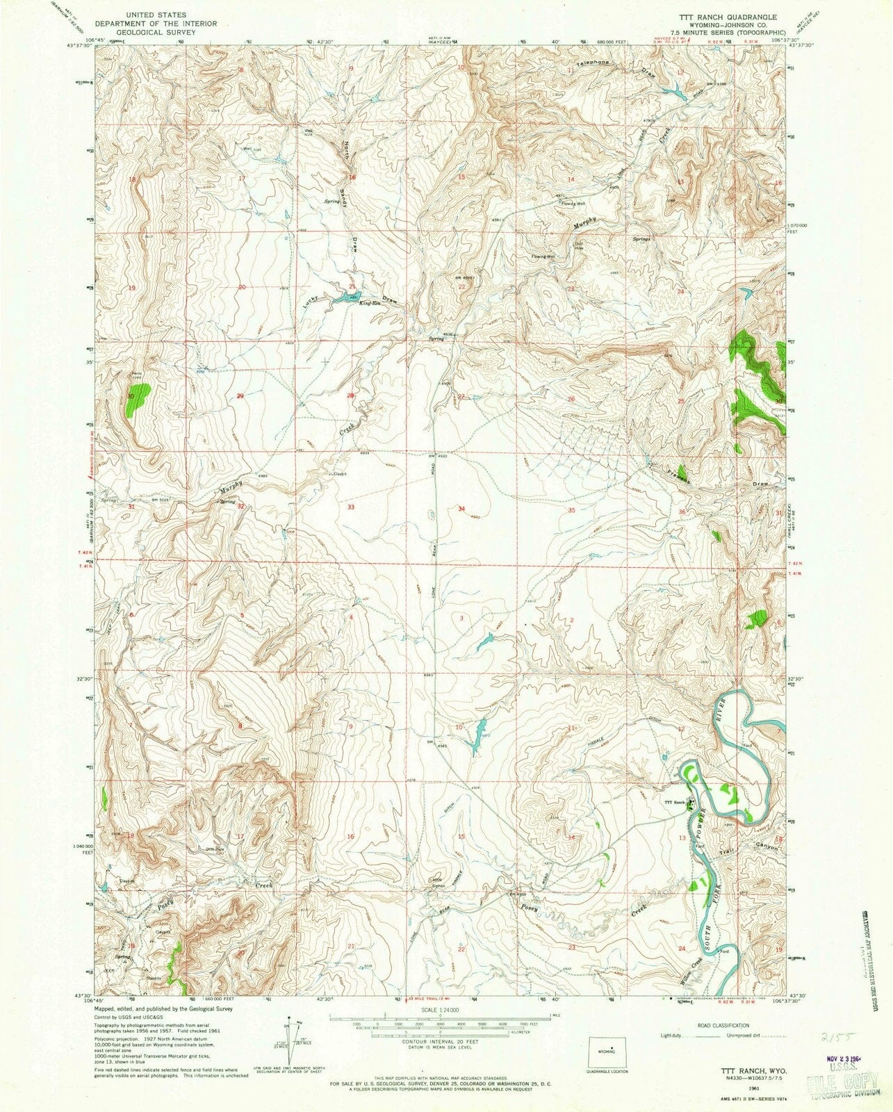 1961 TTT Ranch, WY - Wyoming - USGS Topographic Map