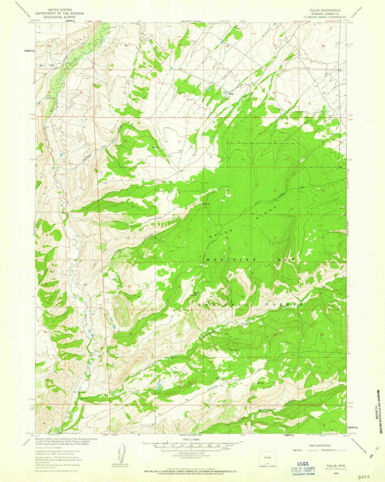 1961 Tullis, WY - Wyoming - USGS Topographic Map