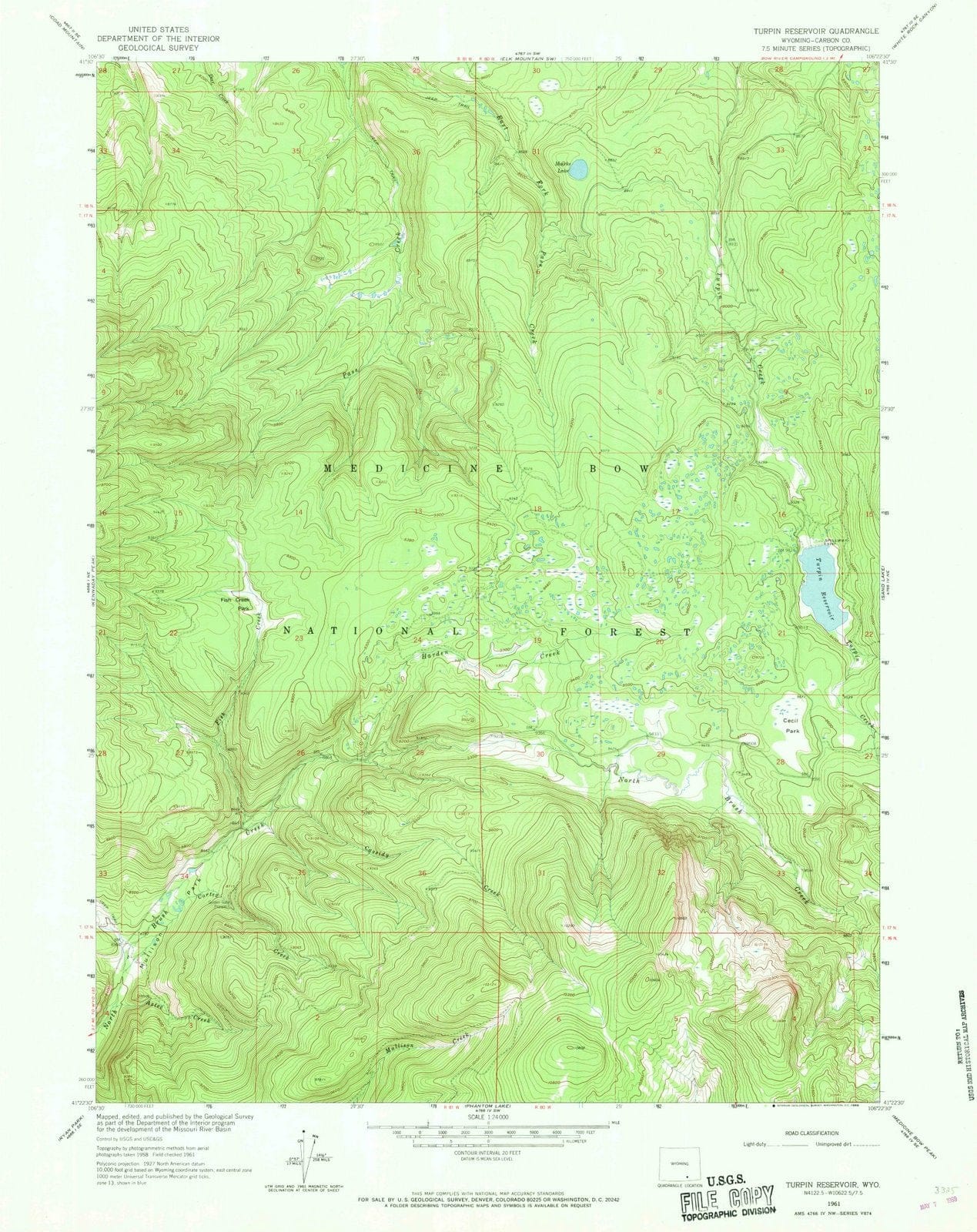 1961 Turpin Reservoir, WY - Wyoming - USGS Topographic Map