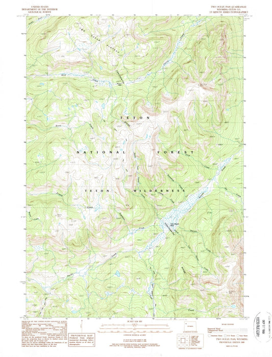 1989 Two Ocean Pass, WY - Wyoming - USGS Topographic Map