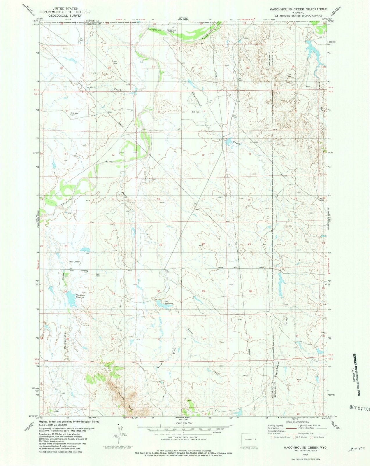 1981 Wagonhound Creek, WY - Wyoming - USGS Topographic Map v2