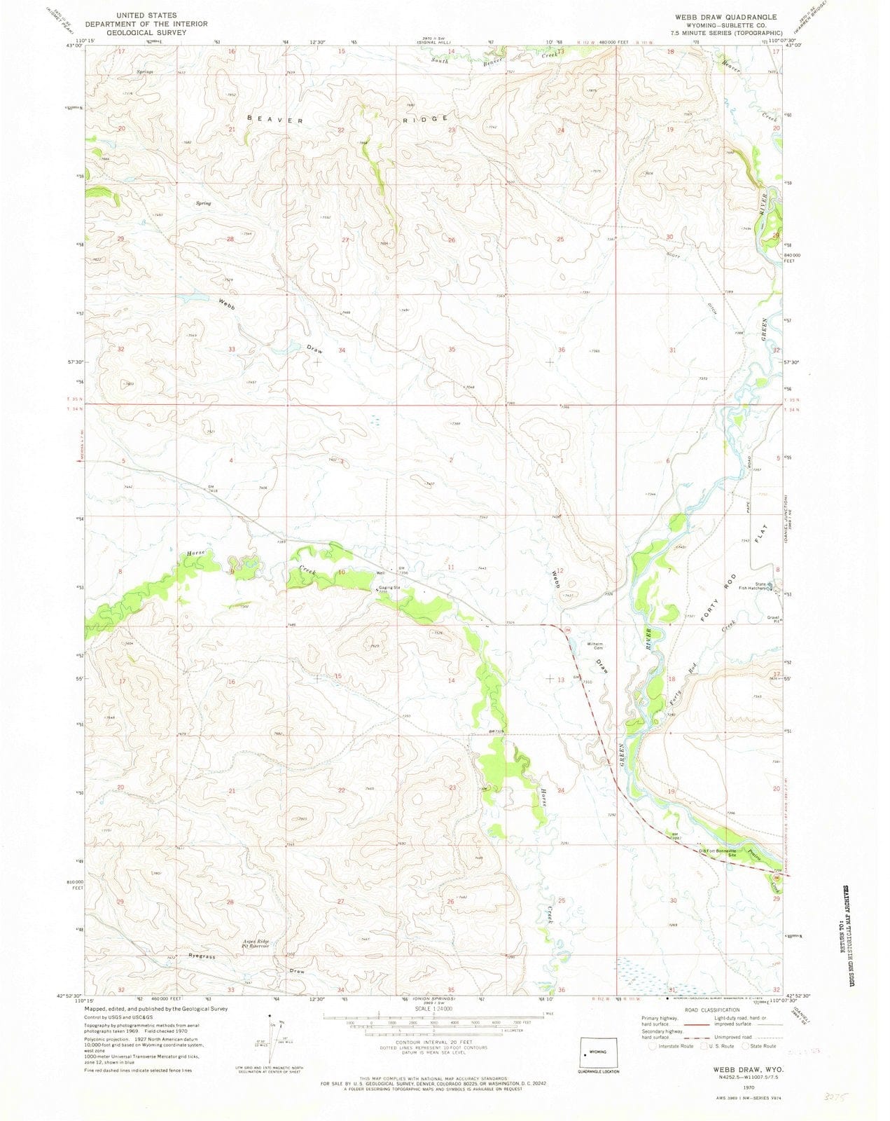 1970 Webbraw, WY - Wyoming - USGS Topographic Map