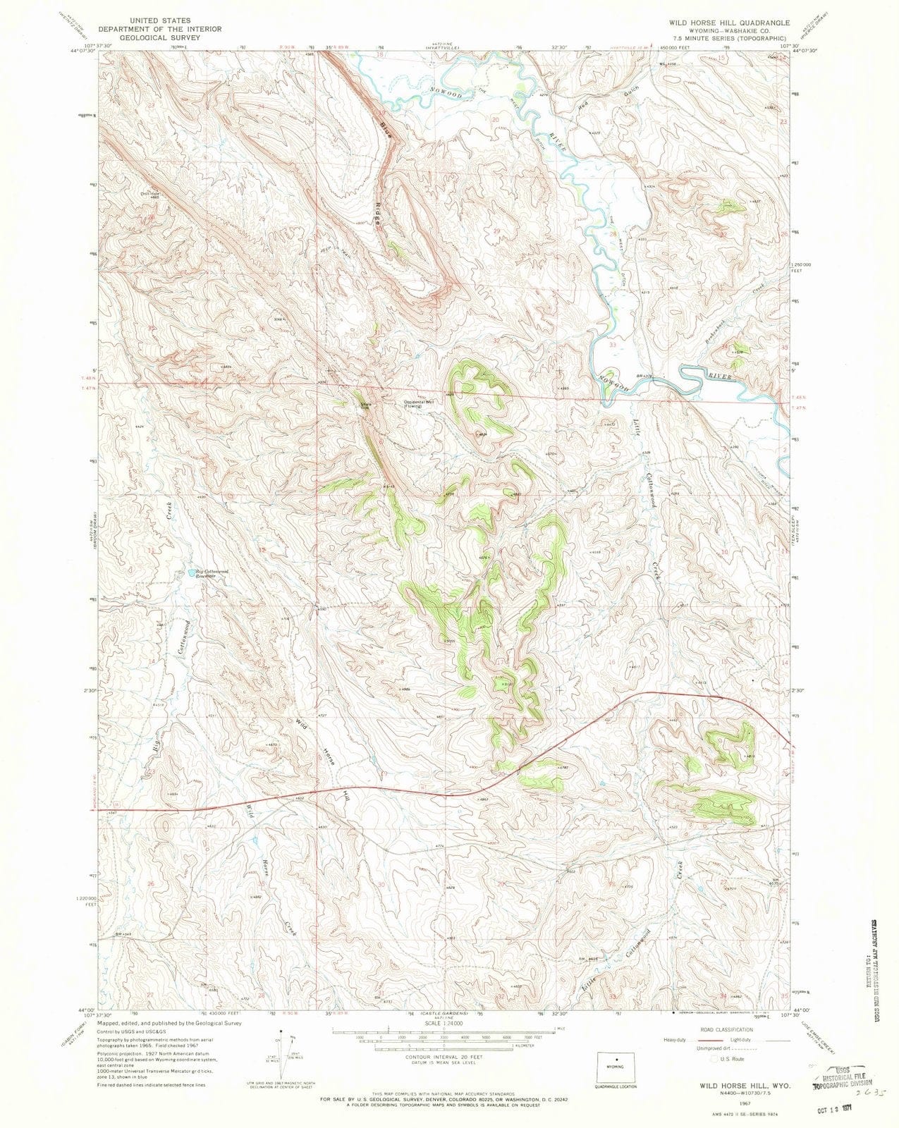 1967 Wild Horse Hill, WY - Wyoming - USGS Topographic Map