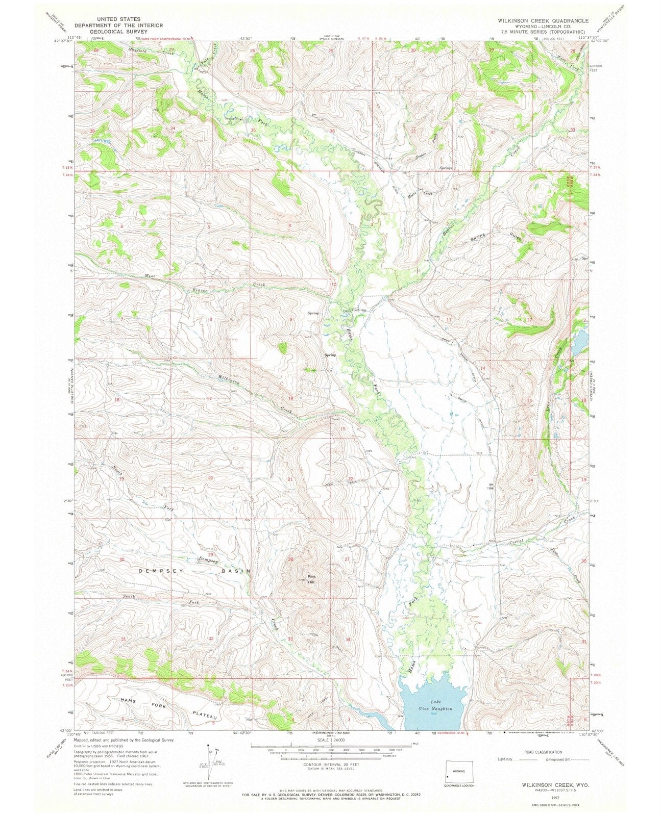 1967 Wilkinson Creek, WY - Wyoming - USGS Topographic Map