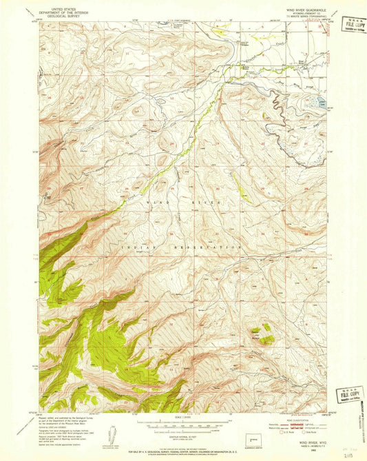 1952 Wind River, WY - Wyoming - USGS Topographic Map