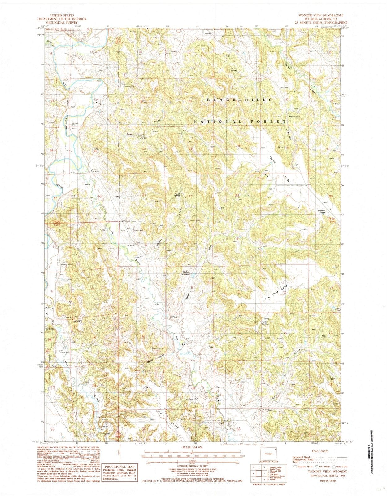 1984 Wonder View, WY - Wyoming - USGS Topographic Map