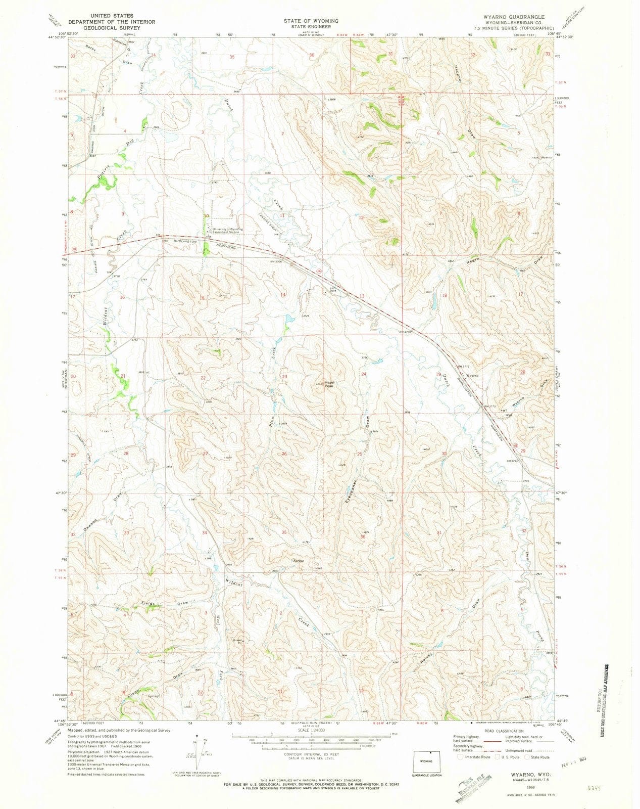 1968 Wyarno, WY - Wyoming - USGS Topographic Map
