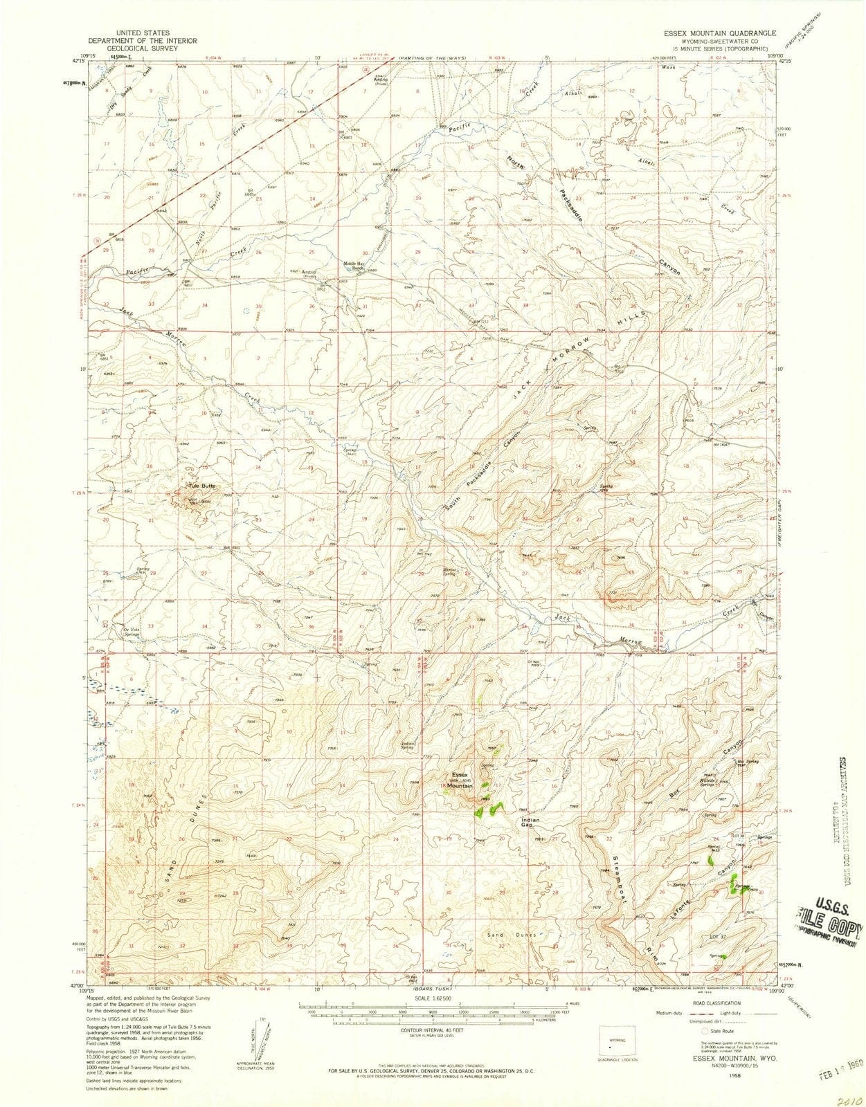 1958 Essex Mountain, WY - Wyoming - USGS Topographic Map
