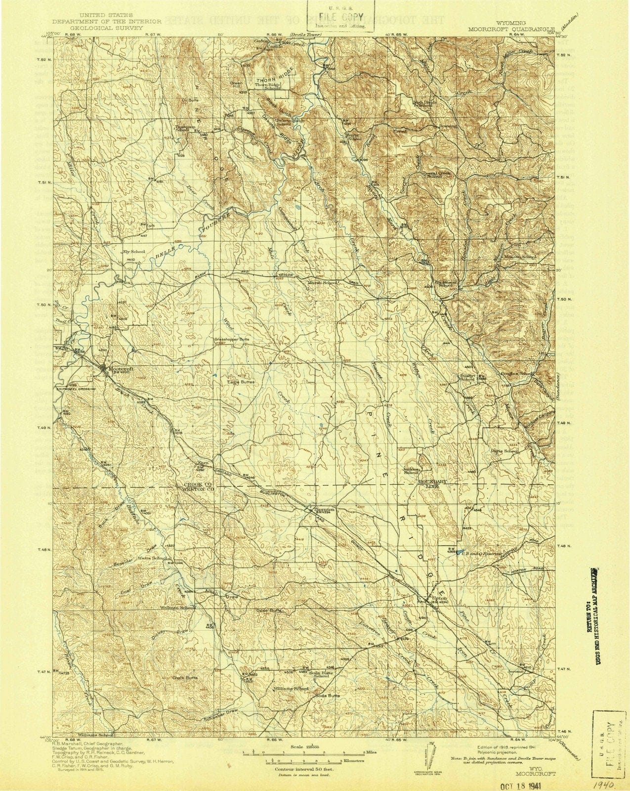 1918 Moorcroft, WY - Wyoming - USGS Topographic Map