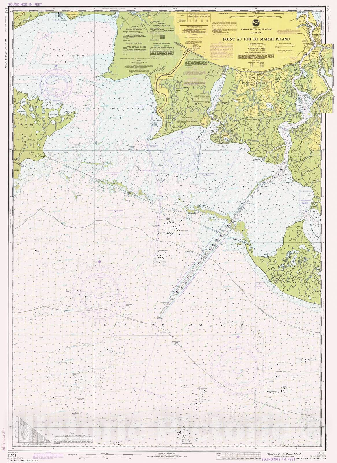 Historic Nautical Map - Point Au Fer To Marsh Island, 1977 NOAA Chart - Louisiana (LA) - Vintage Wall Art