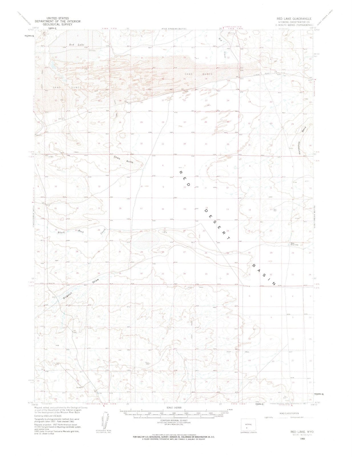 1960 Red Lake, WY - Wyoming - USGS Topographic Map