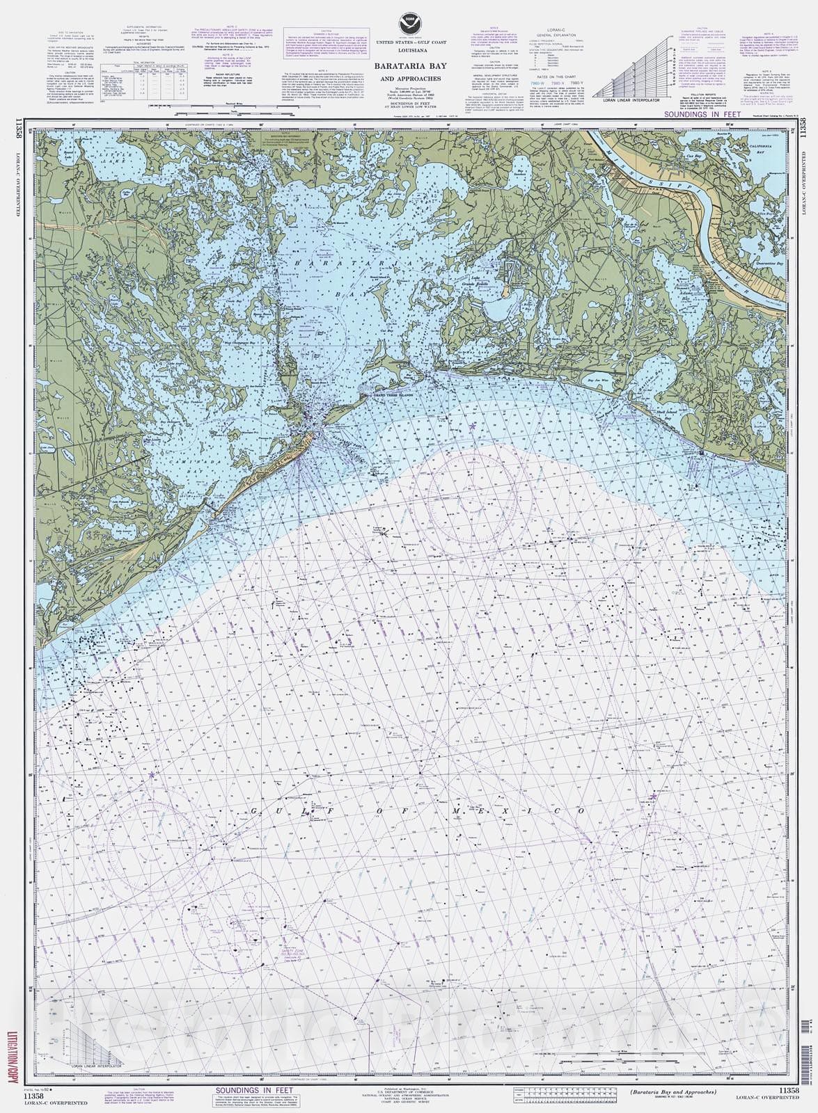Historic Nautical Map - Barataria Bay And Approaches, 1992 NOAA Chart - Louisiana (LA) - Vintage Wall Art