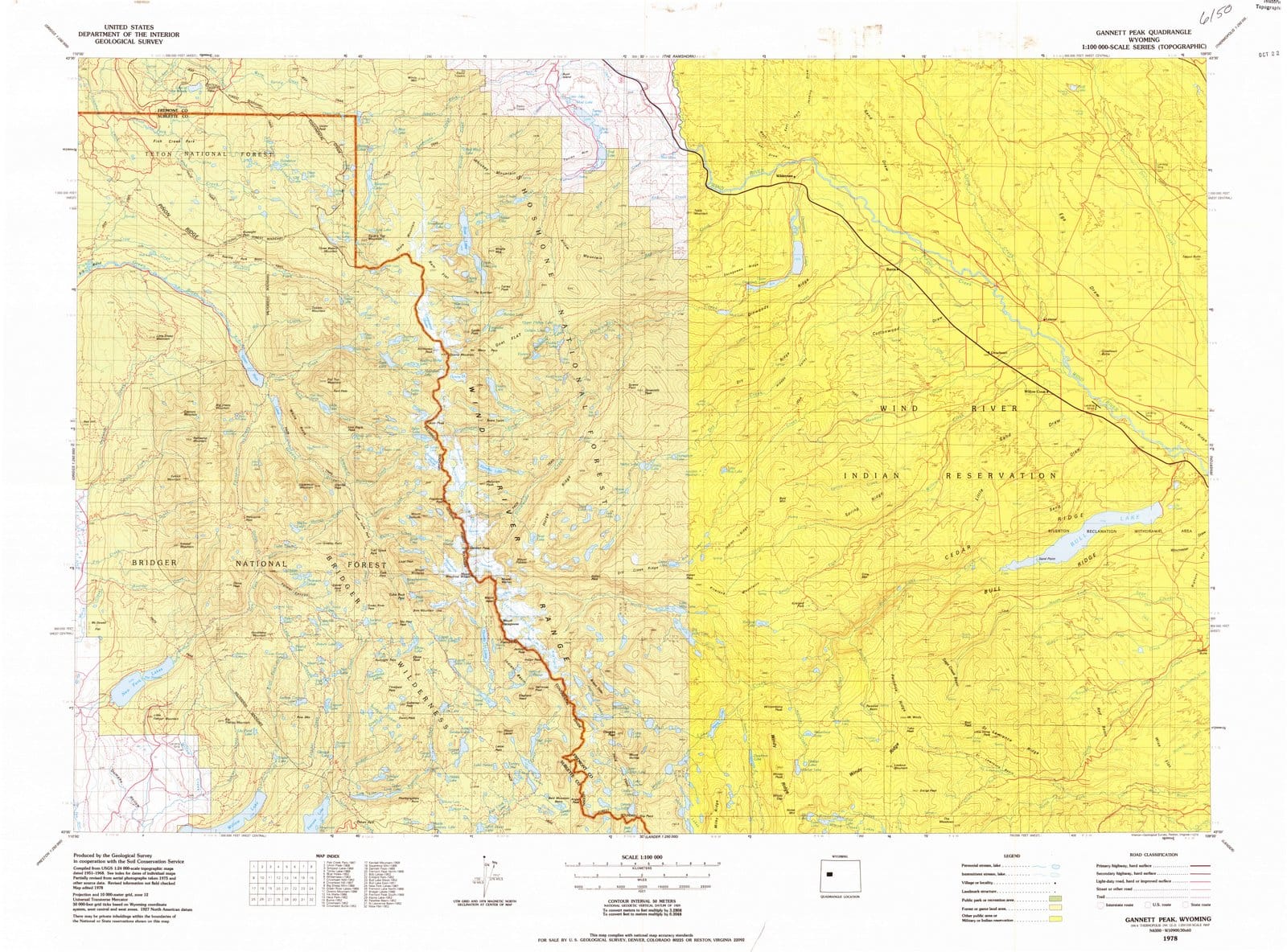 1978 Gannett Peak, WY - Wyoming - USGS Topographic Map