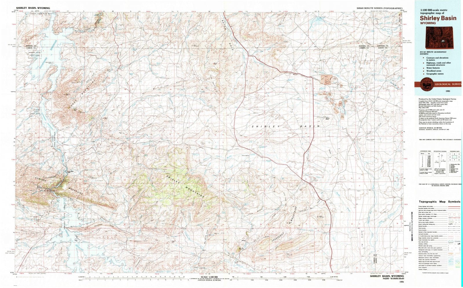1981 Shirley Basin, WY - Wyoming - USGS Topographic Map