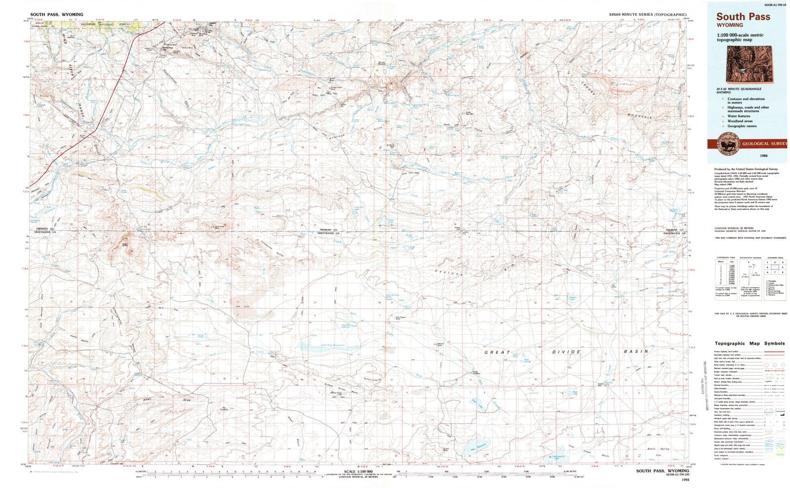 1984 South Pass, WY - Wyoming - USGS Topographic Map
