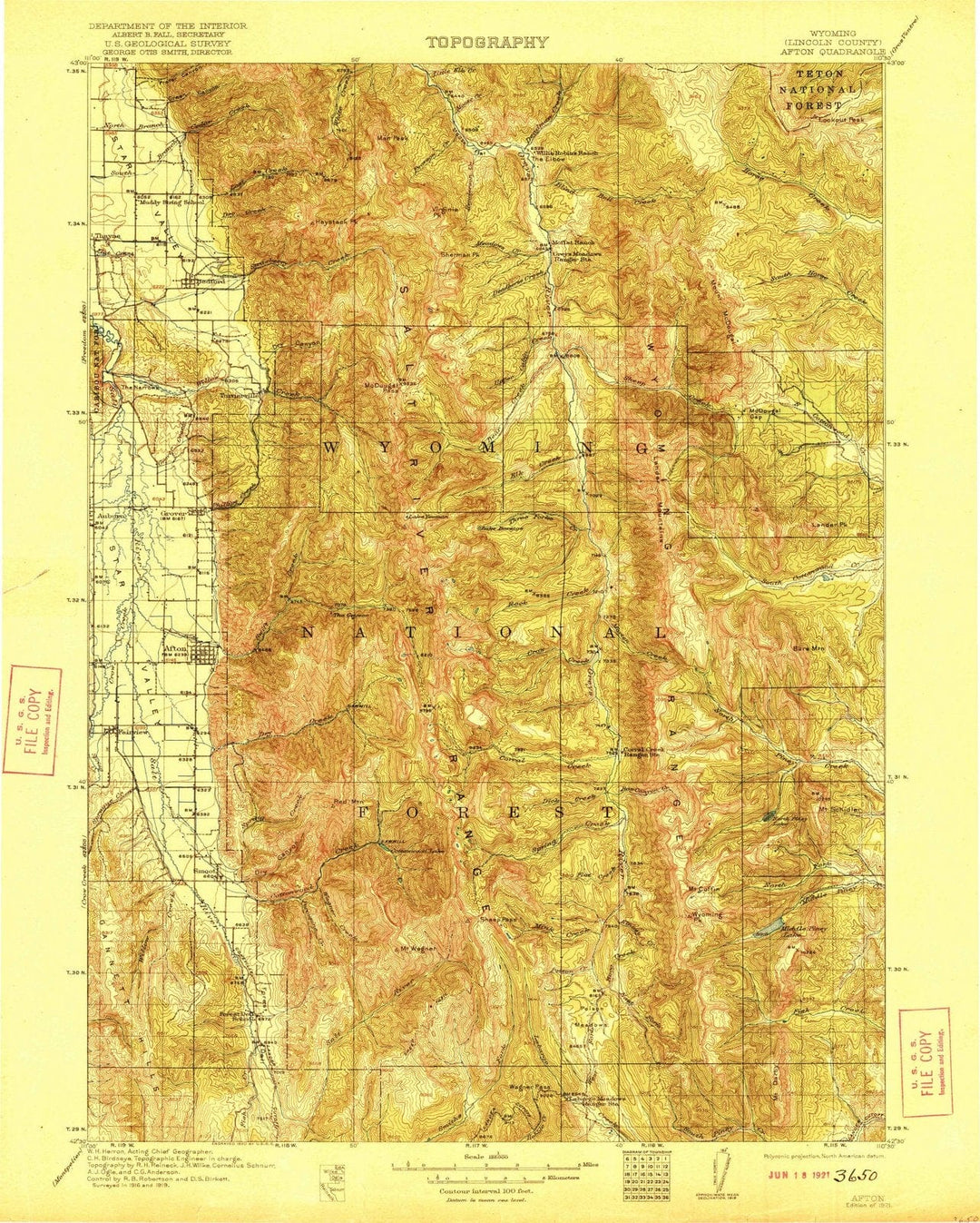 1921 Afton, WY - Wyoming - USGS Topographic Map