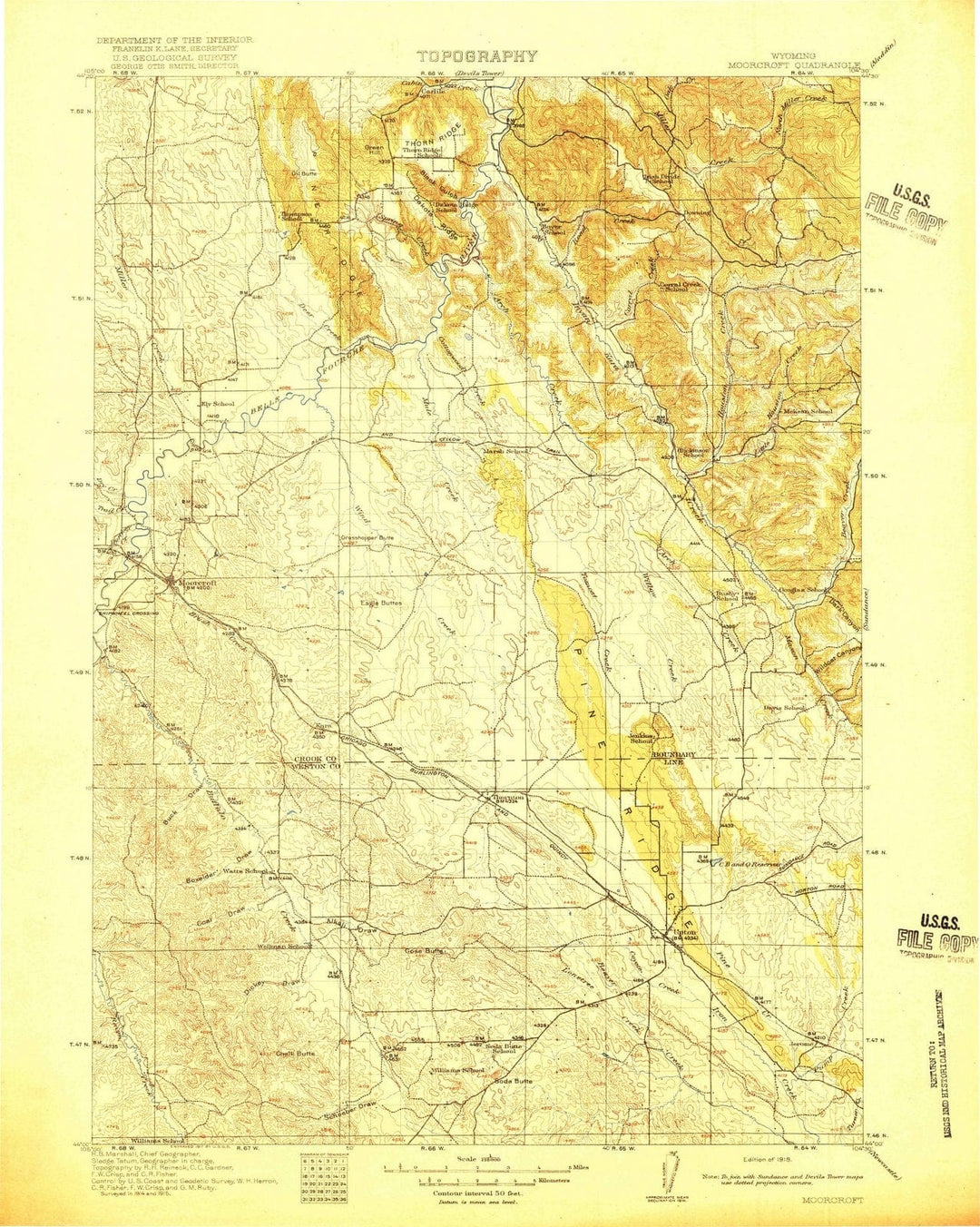 1918 Moorcroft, WY - Wyoming - USGS Topographic Map v2