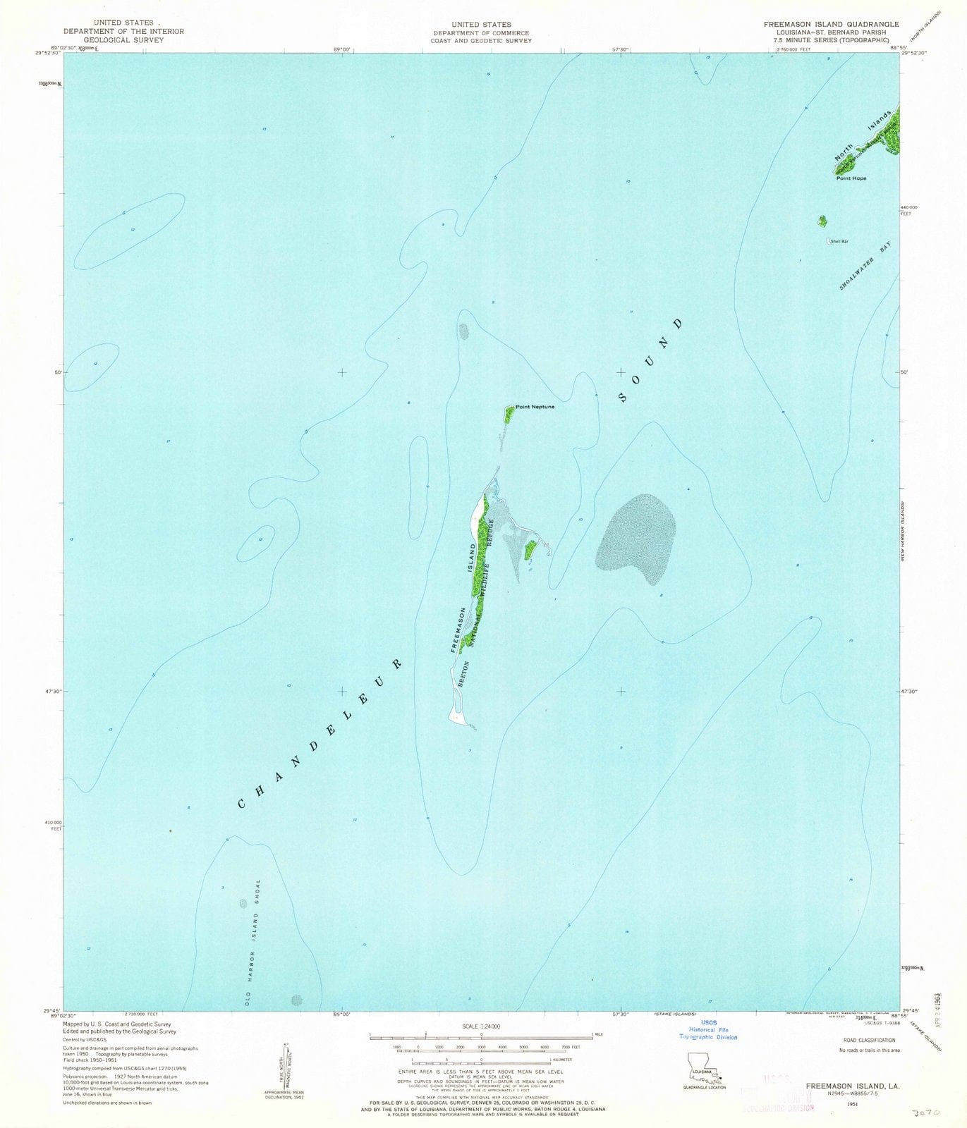 1951 Freemason Island, LA - Louisiana - USGS Topographic Map