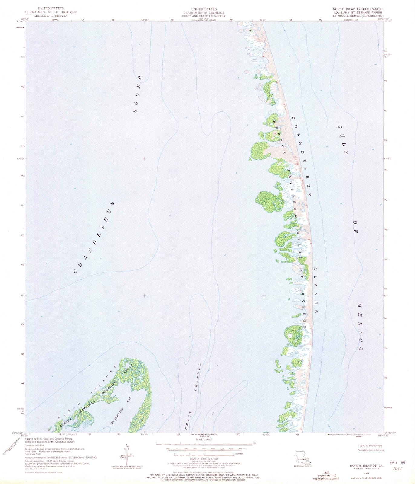 1951 North Islands, LA - Louisiana - USGS Topographic Map