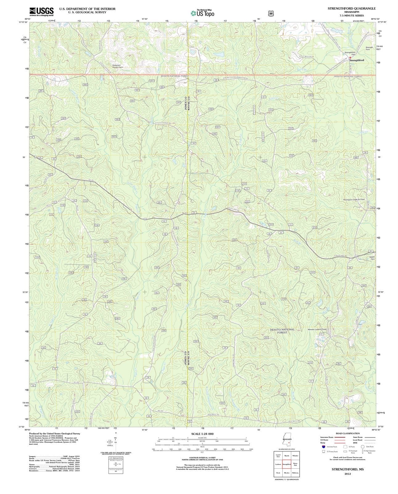 2012 Strengthford, MS - Mississippi - USGS Topographic Map
