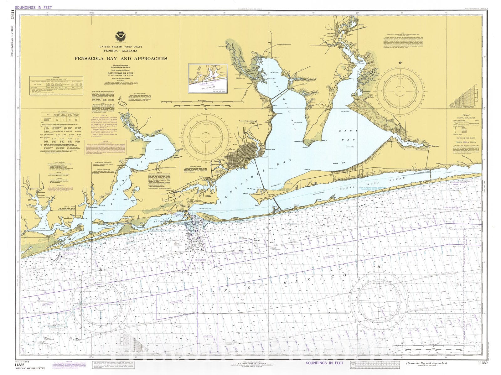 Pensacola Bay and Approaches, 1984 - Nautical Chart Print