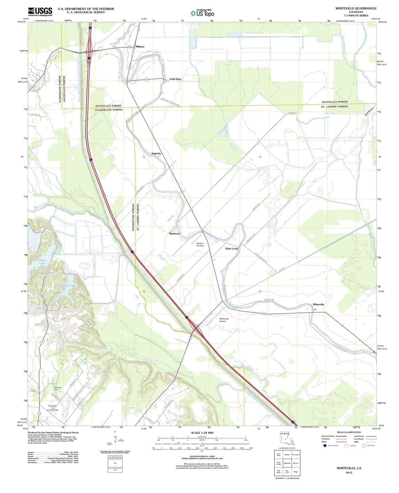 2012 Whiteville, LA - Louisiana - USGS Topographic Map