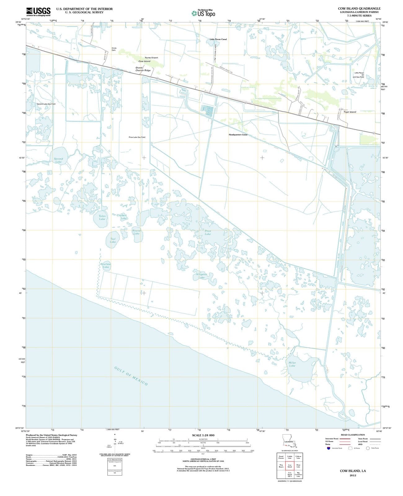 2012 Cow Island, LA - Louisiana - USGS Topographic Map