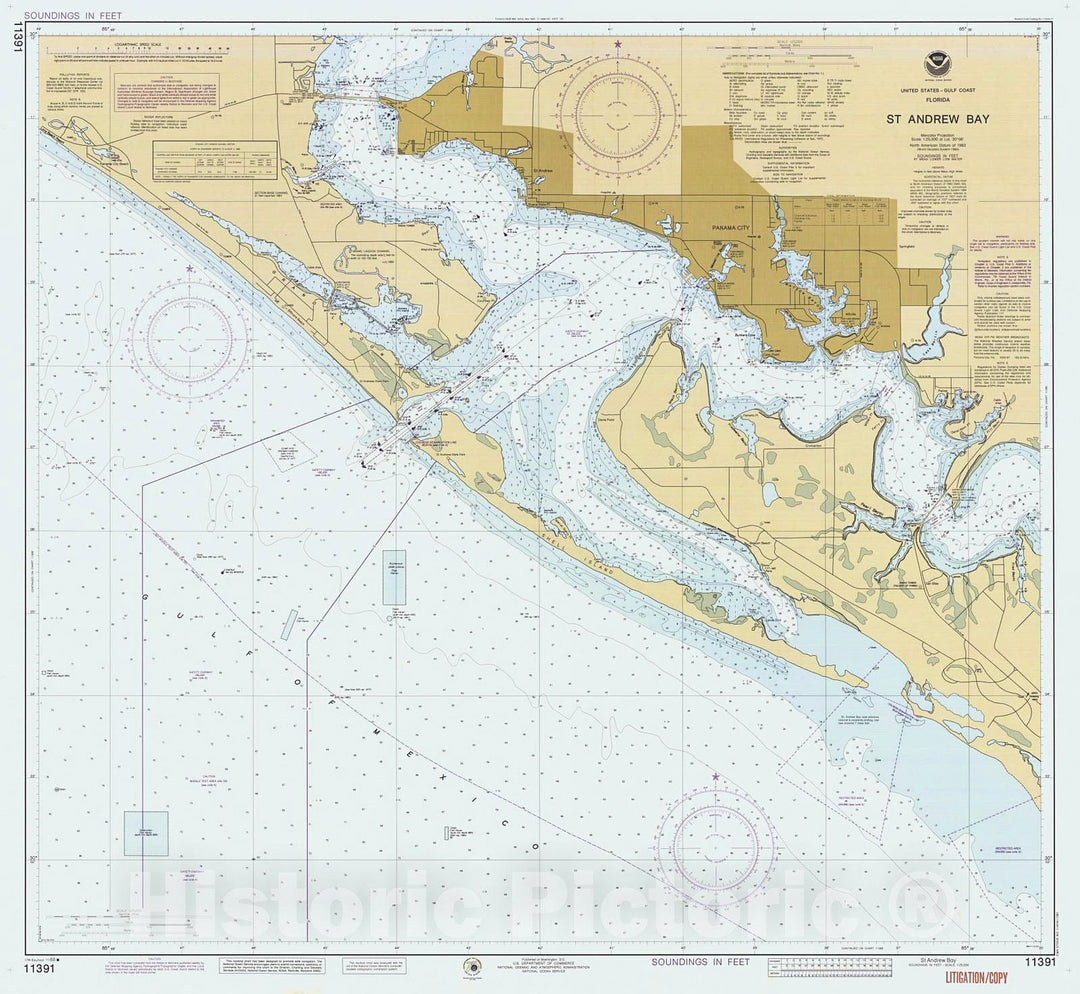 Historic Nautical Map - St Andrew Bay, 1988 NOAA Chart - Florida (FL) - Vintage Wall Art