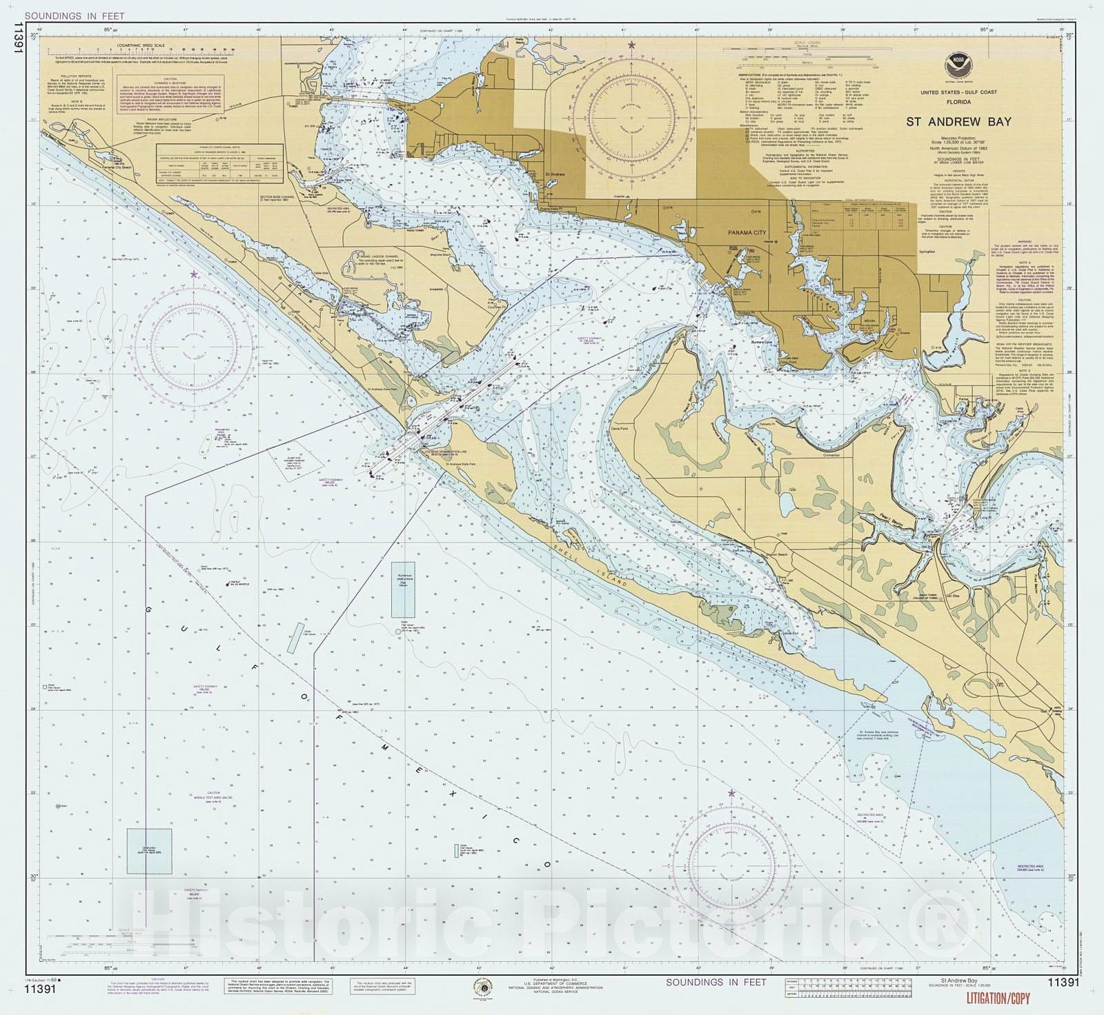 Historic Nautical Map - St Andrew Bay, 1988 NOAA Chart - Florida (FL) - Vintage Wall Art