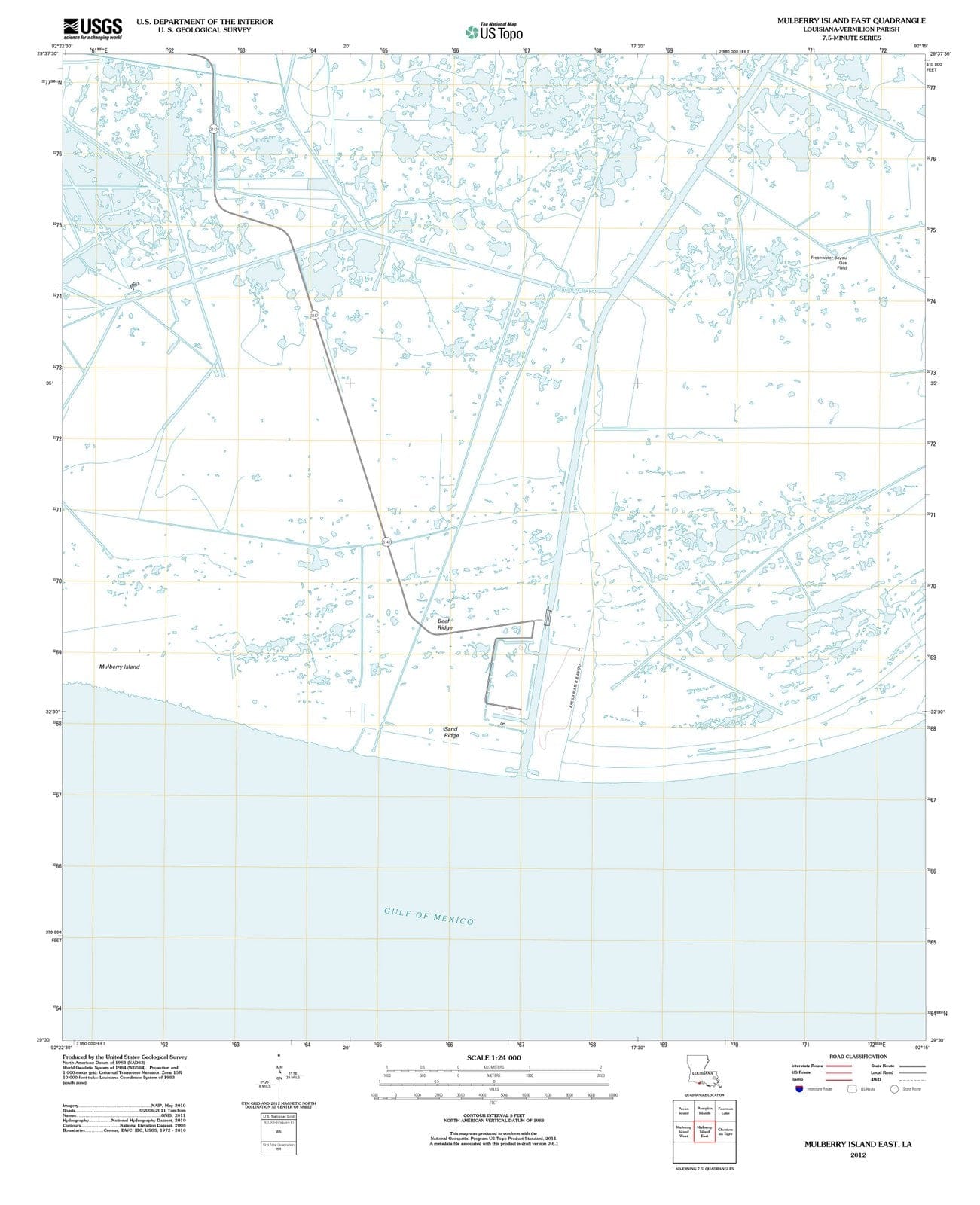 2012 Mulberry Island East, LA - Louisiana - USGS Topographic Map