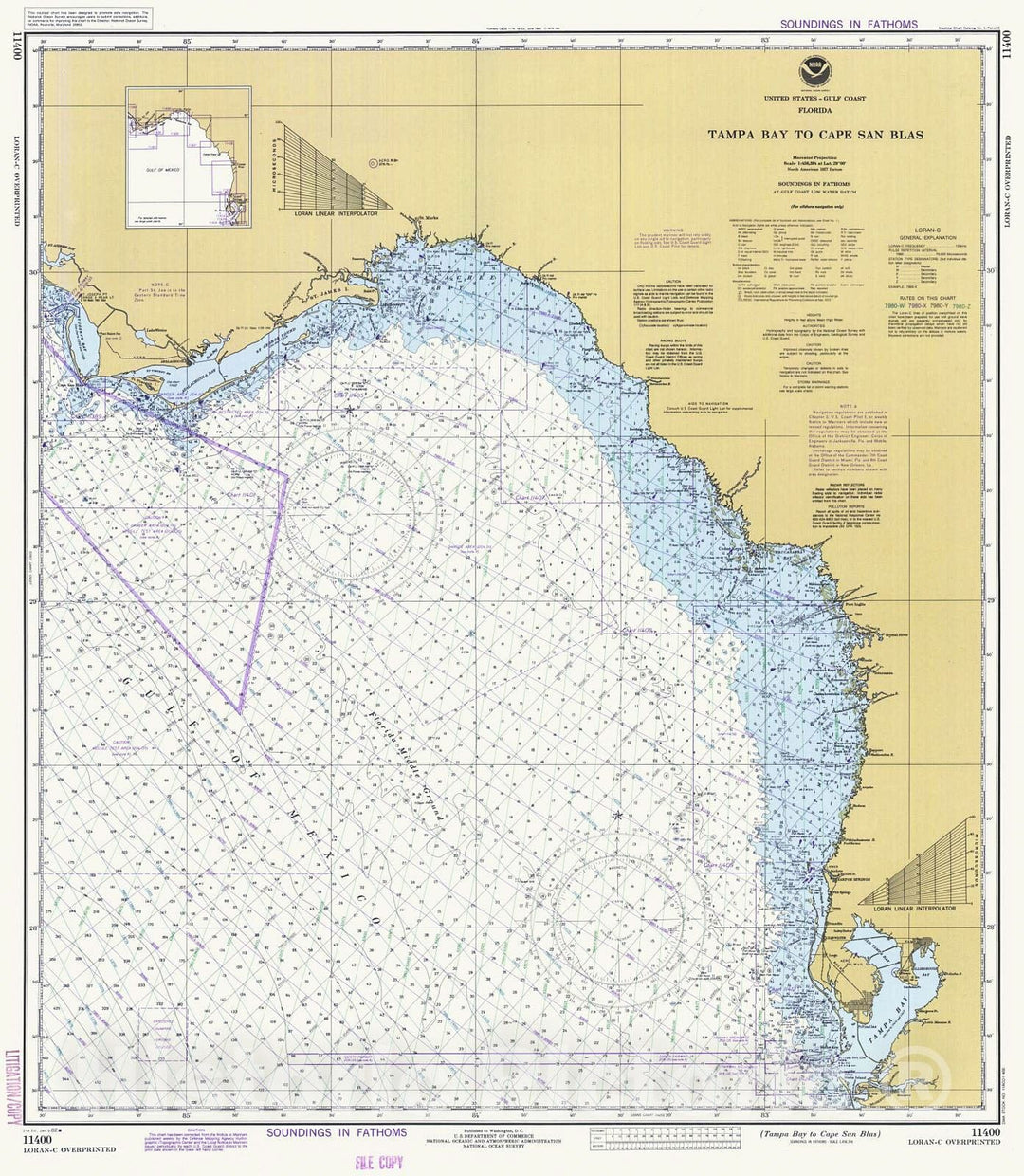 Historic Nautical Map - Tampa Bay To Cape San Blas, 1982 NOAA Chart - Florida (FL) - Vintage Wall Art
