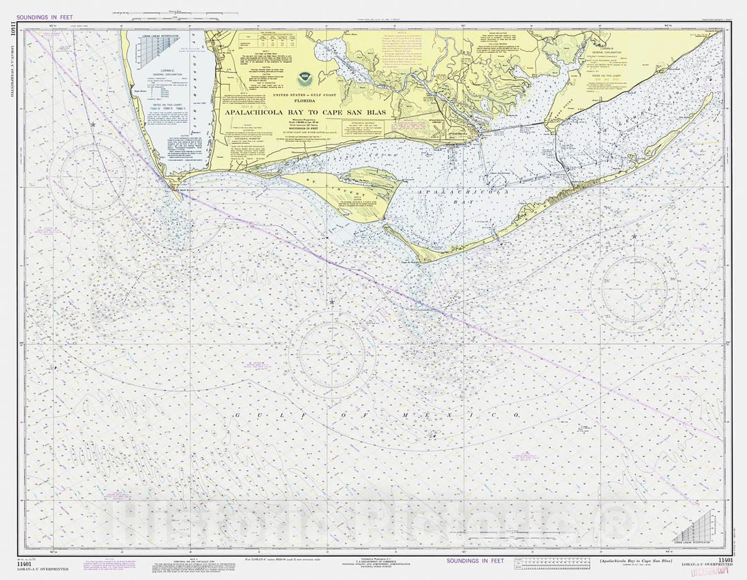 Historic Nautical Map - Apalachicola Bay To Cape San Blas, 1979 NOAA Chart - Florida (FL) - Vintage Wall Art