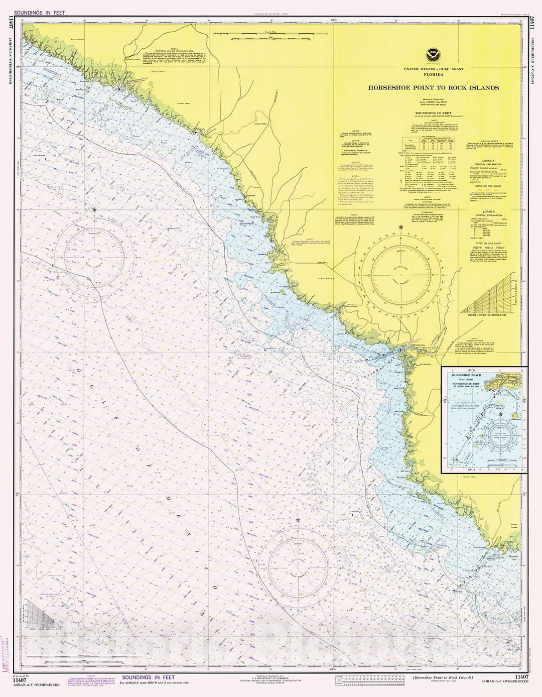 Historic Nautical Map - Horseshoe Point To Rock Islands, 1979 NOAA Chart - Florida (FL) - Vintage Wall Art