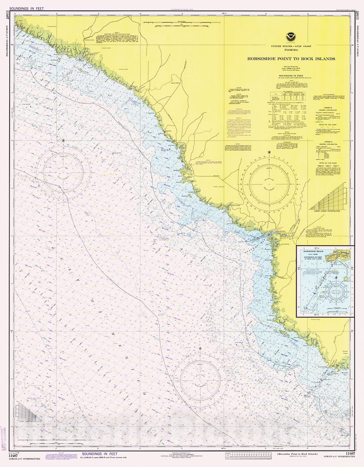 Historic Nautical Map - Horseshoe Point To Rock Islands, 1979 NOAA Chart - Florida (FL) - Vintage Wall Art