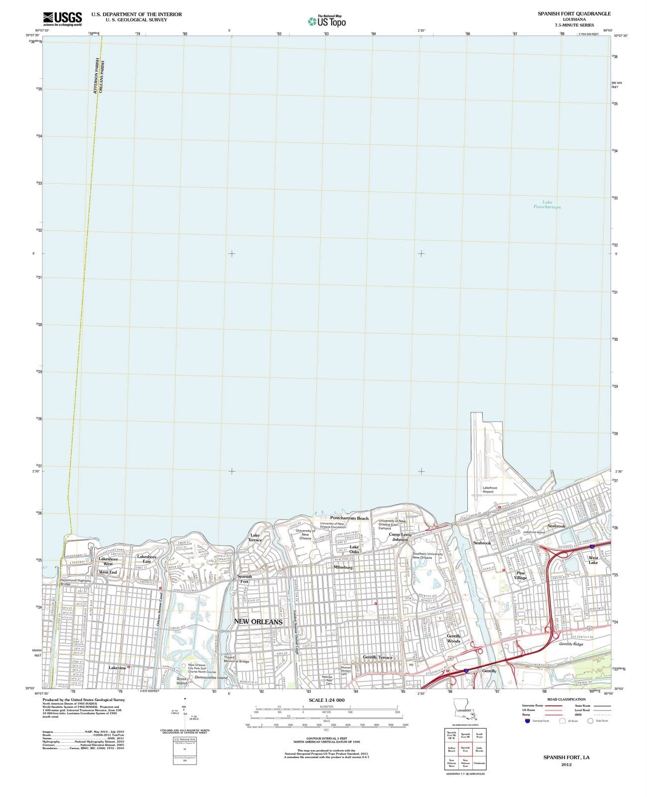2012 Spanish Fort, LA - Louisiana - USGS Topographic Map