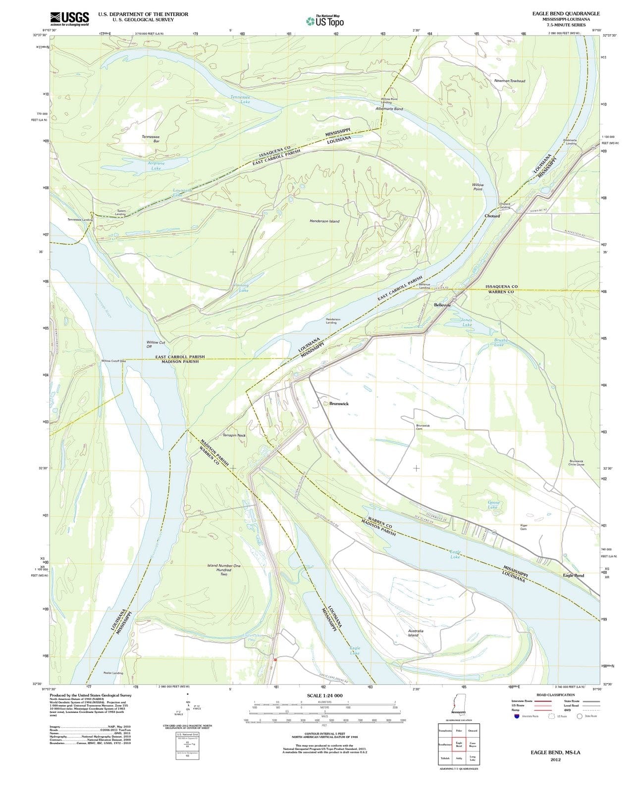 2012 Eagle Bend, MS - Mississippi - USGS Topographic Map
