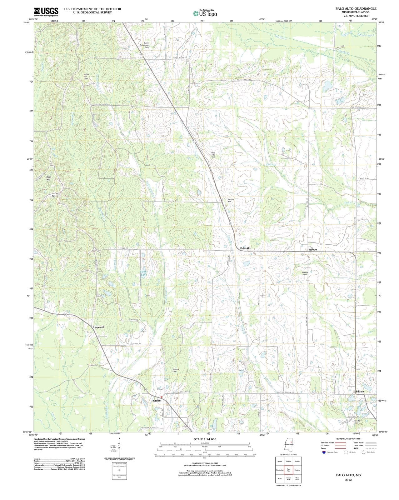 2012 Palo Alto, MS - Mississippi - USGS Topographic Map